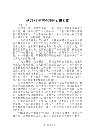 学习XX年两会精神心得5篇