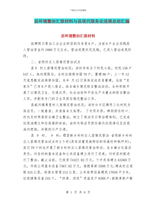 县环境整治汇报材料与县现代服务业发展总结汇编