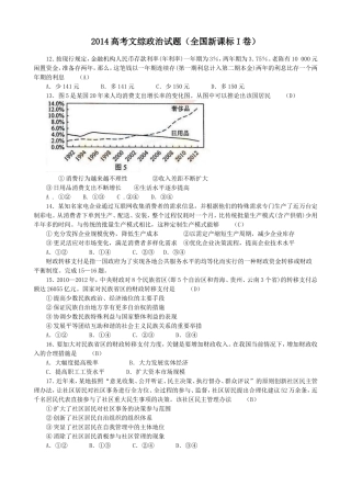 2014高考文综政治试题（全国新课标I卷）