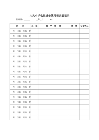电教设备使用情况登记表