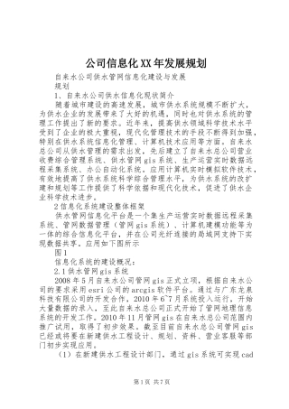 公司信息化XX年发展规划 