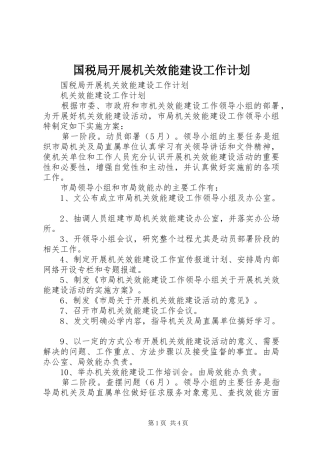 国税局开展机关效能建设工作计划 