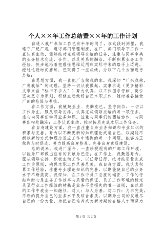 个人××年工作总结暨××年的工作计划 