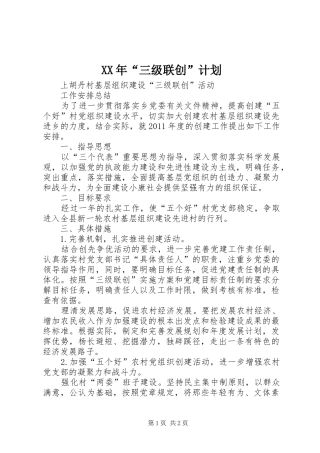 XX年“三级联创”计划 