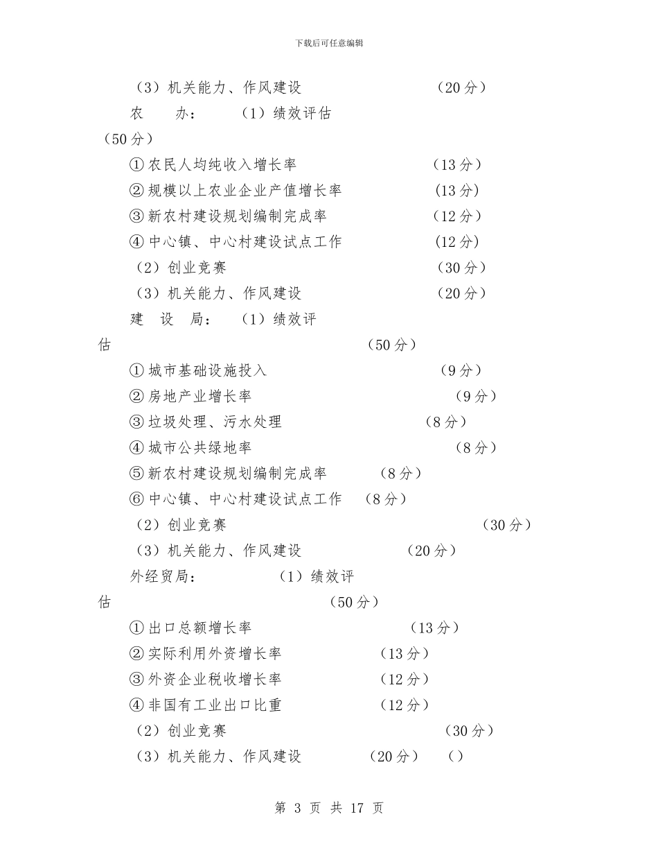 县直部门绩效评估工作方案与县社区卫生服务实施意见汇编_第3页
