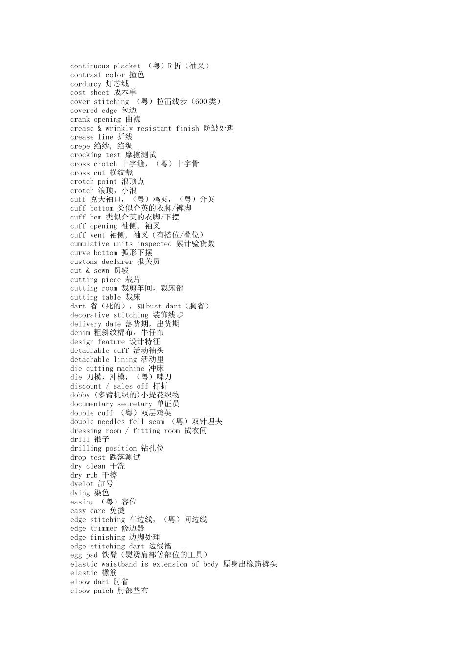 服装英语综合词汇_第3页