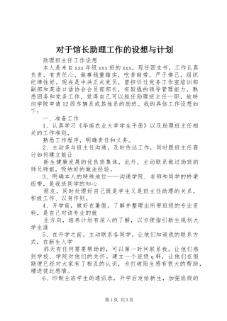 对于馆长助理工作的设想与计划 