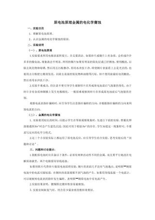 原电池原理金属的电化学腐蚀