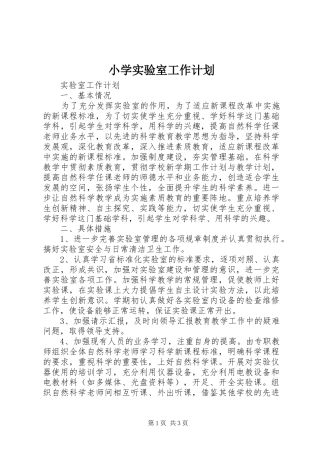 小学实验室工作计划 