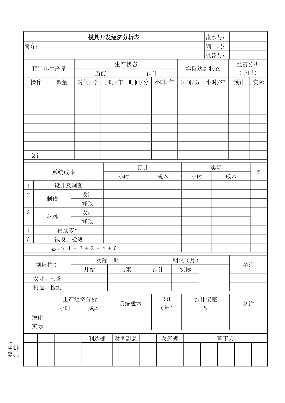 模具开发经济分析表 ST-QR-73002-02_第1页