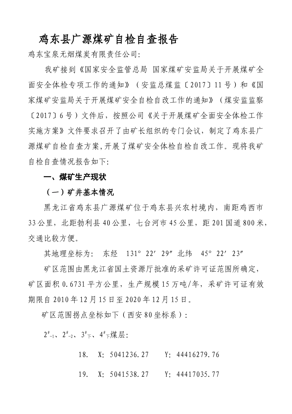 煤矿自检自查报告_第1页