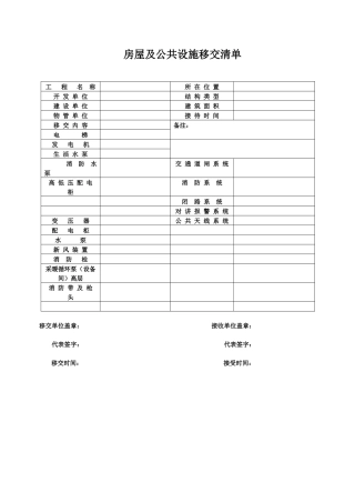 物业工程验收移交项目