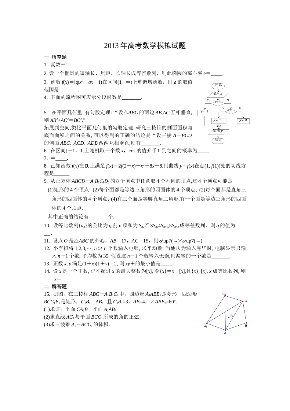 2013年江苏省高考数学押题试卷_第1页