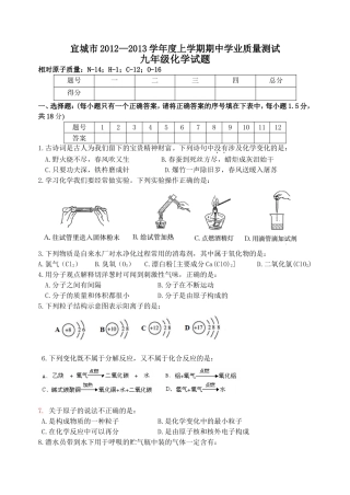 宜城市2012—2013学年九上期中化学试题