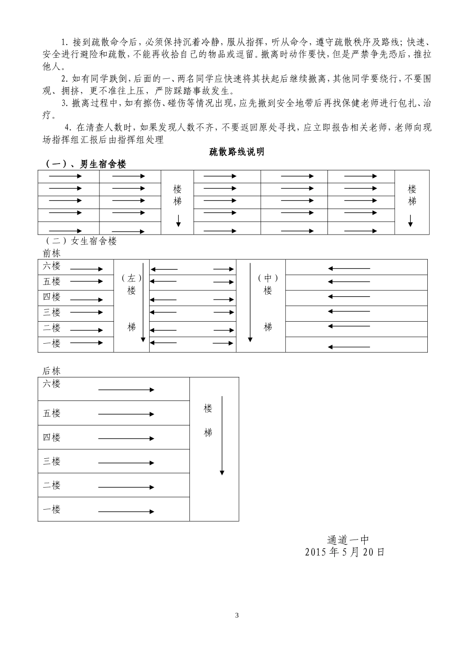 通道一中2015年上期寄宿生应急疏散_第3页