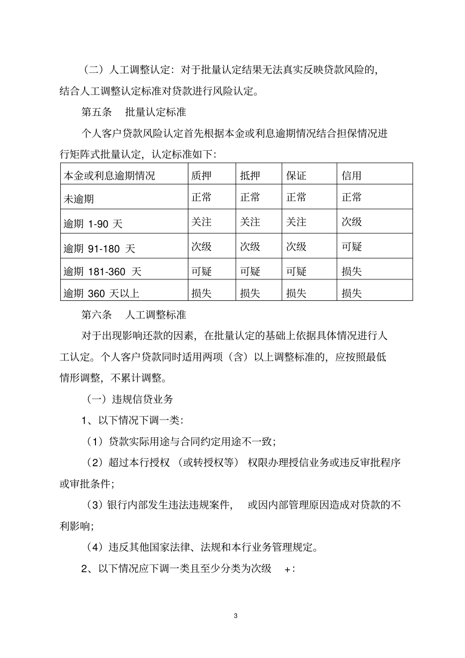 农商村镇银行个人类信贷资产风险分类实施细则_第3页