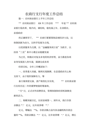 农商行支行年工作总结