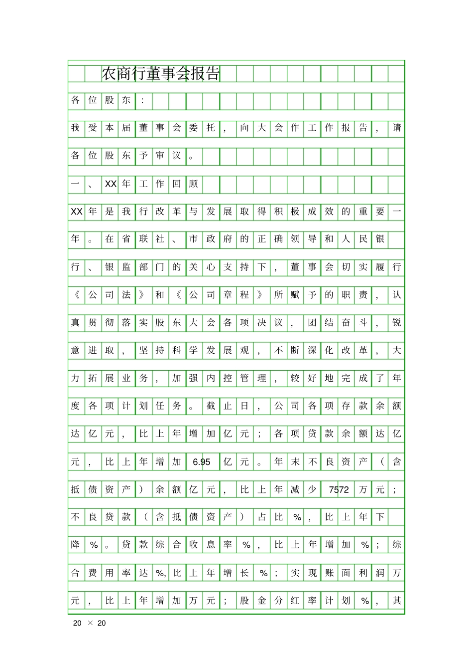 农商行董事会报告精品工作报告_第1页