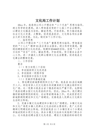 文化局工作计划 