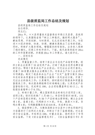 县级质监局工作总结及规划 