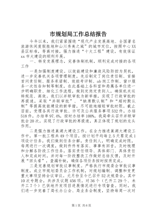 市规划局工作总结报告 