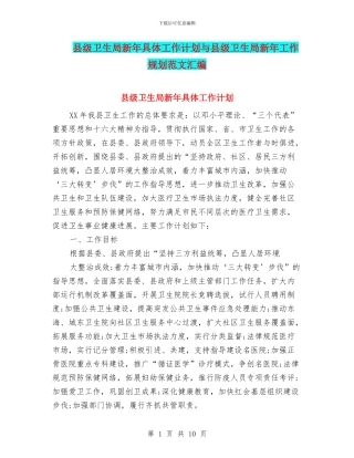 县级卫生局新年具体工作计划与县级卫生局新年工作规划范文汇编