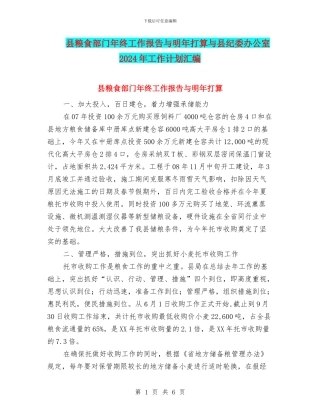 县粮食部门年终工作报告与明年打算与县纪委办公室2024年工作计划汇编