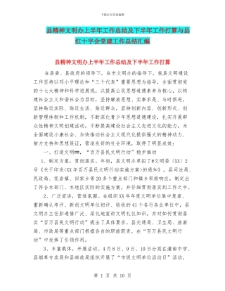 县精神文明办上半年工作总结及下半年工作打算与县红十字会党建工作总结汇编