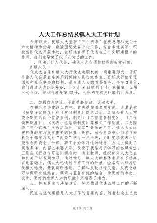 人大工作总结及镇人大工作计划 