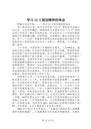 学习12.5规划精神的体会 