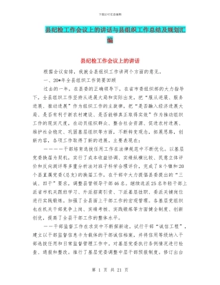 县纪检工作会议上的讲话与县组织工作总结及规划汇编