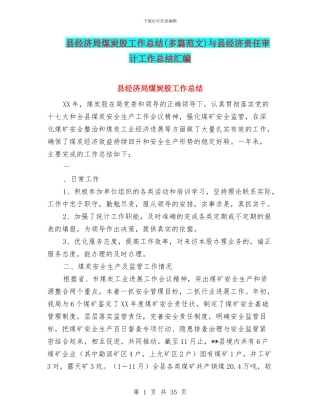 县经济局煤炭股工作总结与县经济责任审计工作总结汇编