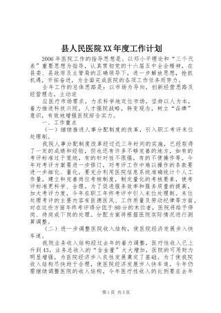 县人民医院XX年度工作计划 
