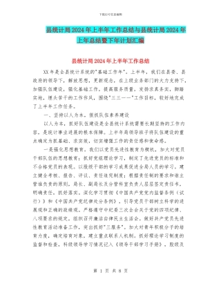 县统计局2024年上半年工作总结与县统计局2024年上年总结暨下年计划汇编