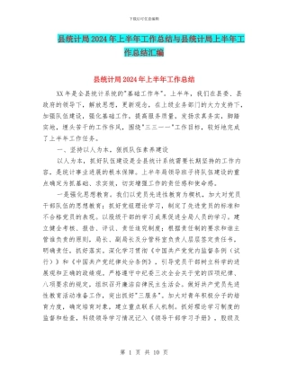 县统计局2024年上半年工作总结与县统计局上半年工作总结汇编