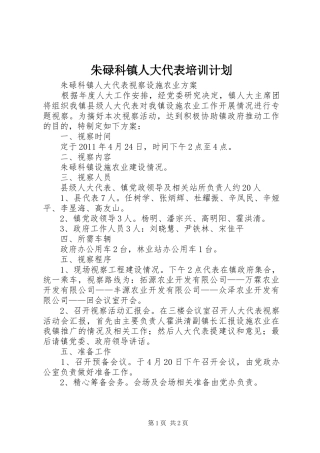 朱碌科镇人大代表培训计划 