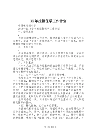 XX年控辍保学工作计划 