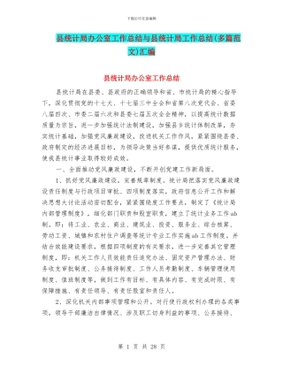 县统计局办公室工作总结与县统计局工作总结汇编