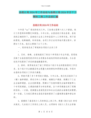 县统计局2024年工作总结与县统计局2024年百千万帮扶工程工作总结汇编