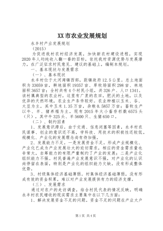 XX市农业发展规划 