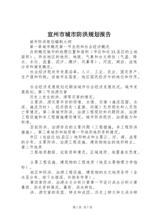 宣州市城市防洪规划报告 