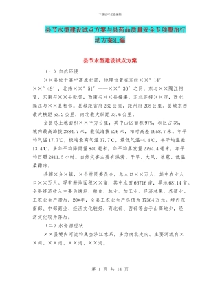 县节水型建设试点方案与县药品质量安全专项整治行动方案汇编