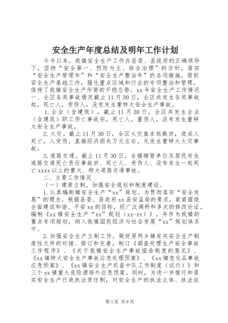 安全生产年度总结及明年工作计划 