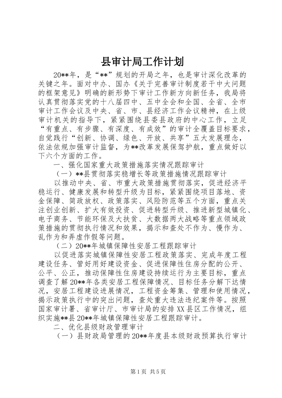 县审计局工作计划 _第1页
