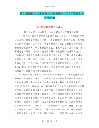 县计委纪检组长工作总结与县财政局2024年工作计划范文汇编