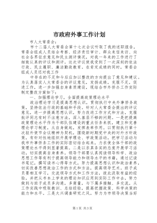 市政府外事工作计划 