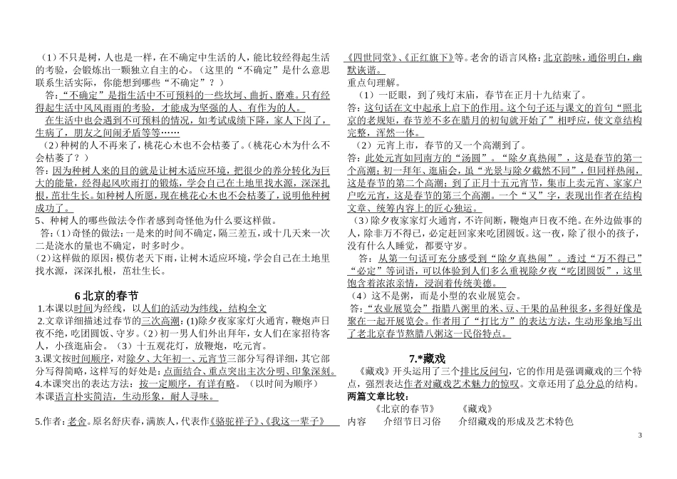 小学语文六年级下册课文复习要点_第3页
