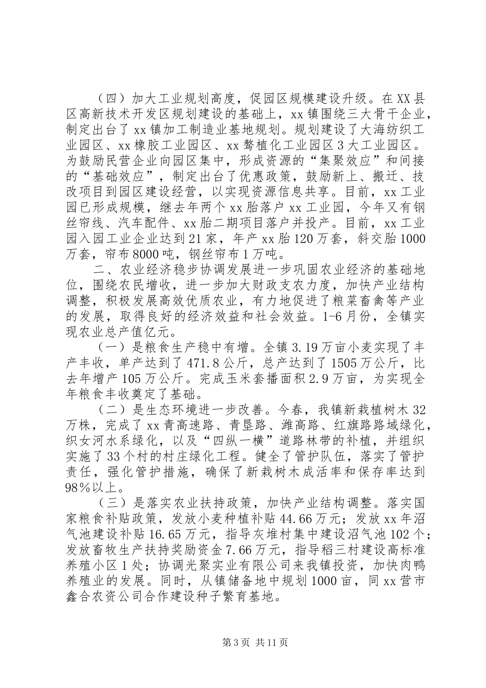 乡镇XX年上半年工作总结和下半年工作安排 _第3页