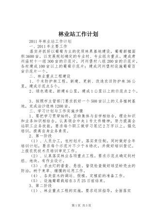 林业站工作计划 