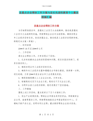 县重点企业帮扶工作方案与县长先进性教育个人整改措施汇编
